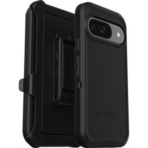 OtterBox Google Pixel 9 & 9 Pro Defender Series Case - BLACK, rugged & durable, with port protection, includes holster clip kickstand (Ships in Polybag)