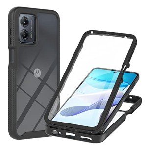 Eilkmcre for Motorola Moto E14 Case, Moto G24 / G04 / G04S Phone Case with Built-in Screen Protector Clear Slim Back Cover Shockproof Rugged Heavy Duty Bumper Full Body Protective Case, Black