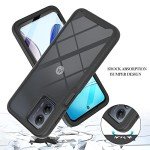 Eilkmcre for Motorola Moto E14 Case, Moto G24 / G04 / G04S Phone Case with Built-in Screen Protector Clear Slim Back Cover Shockproof Rugged Heavy Duty Bumper Full Body Protective Case, Black