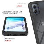 Eilkmcre for Motorola Moto E14 Case, Moto G24 / G04 / G04S Phone Case with Built-in Screen Protector Clear Slim Back Cover Shockproof Rugged Heavy Duty Bumper Full Body Protective Case, Black
