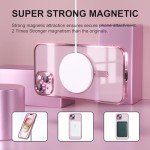 Misea Magnetic for iPhone 15 Case Compatible with MagSafe [Never Yellowing] [Military Grade Drop Protection] Full Camera Lens Protector Plating Soft Clear Phone Case for Women Girls, Pink