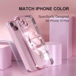 Misea Magnetic for iPhone 15 Case Compatible with MagSafe [Never Yellowing] [Military Grade Drop Protection] Full Camera Lens Protector Plating Soft Clear Phone Case for Women Girls, Pink