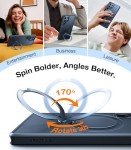 TORRAS 360° Spin Magnetic Stand for Samsung Galaxy S25 Ultra Case, Fit for Magsafe, Military Grade Slim Protective S25 Ultra Case with Kickstand & Ring Holder, Ostand Spin, Translucent Frosted Black