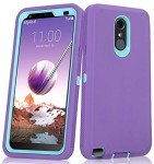 Annymall Hybrid High Impact Resistant Rugged Full-Body Shockproof Tri-Layer Heavy Duty Case with Built-in Screen Protector for LG Stylo 4/ LG Stylo 4 Plus (Purple)
