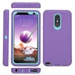 Annymall Hybrid High Impact Resistant Rugged Full-Body Shockproof Tri-Layer Heavy Duty Case with Built-in Screen Protector for LG Stylo 4/ LG Stylo 4 Plus (Purple)