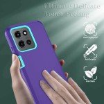 Qinmay Phone Case for Motorola Moto G 5G 2025/Moto G Play 5G 2025 Case with HD Screen Protector, Heavy Duty Shockproof & Dropproof 3-Layer Cover Phone Case,PurpleSkyBlue