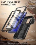 Poetic Revolution Case for Motorola Moto G Power 5G 2025 [Not Fit 2024 Version], [Slide Camera Cover], Full-Body Military Grade Shockproof Cover with Kickstand and Built-in-Screen Protector, Black