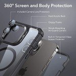 ESR for iPhone 14 Pro Max Case with Stand, Compatible with MagSafe, Full-Body Military-Grade Drop Proof Case with Built-in 9H+ Tempered Glass Screen Protector, Armor Series, Clear Black