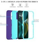 Qinmay Phone Case for Motorola Moto G 5G 2025/Moto G Play 5G 2025 Case with HD Screen Protector, Heavy Duty Shockproof & Dropproof 3-Layer Cover Phone Case,PurpleSkyBlue