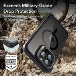 ESR for iPhone 14 Pro Max Case with Stand, Compatible with MagSafe, Full-Body Military-Grade Drop Proof Case with Built-in 9H+ Tempered Glass Screen Protector, Armor Series, Clear Black