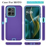 Qinmay Phone Case for Motorola Moto G 5G 2025/Moto G Play 5G 2025 Case with HD Screen Protector, Heavy Duty Shockproof & Dropproof 3-Layer Cover Phone Case,PurpleSkyBlue