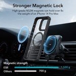 ESR for iPhone 14 Pro Max Case with Stand, Compatible with MagSafe, Full-Body Military-Grade Drop Proof Case with Built-in 9H+ Tempered Glass Screen Protector, Armor Series, Clear Black