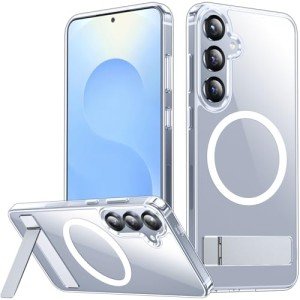 SPIDERCASE Magnetic for Samsung Galaxy S25 Case, [3 Stand Ways][ Military Grade Drop Protection] with Invisible Stand Shockproof Slim Case for Samsung Galaxy S25 6.2", Clear