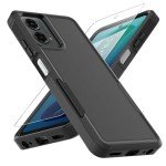 for Moto G 5G 2024 Case, [Military Grade Drop Tested] with Screen Protector, Dual Layer Protective Heavy Duty Cell Phone Cover Non-Slip Shockproof Case for Motorola Moto G 5G 2024 (Black)