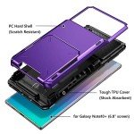 Vofolen Case for Galaxy Note 10+ 10 Plus Case Wallet 4-Slot Pocket ID Card Holder Scratch Resistant Dual Layer Protective Bumper Rubber Armor Hard Shell Cover for Samsung Galaxy Note 10 Plus Purple