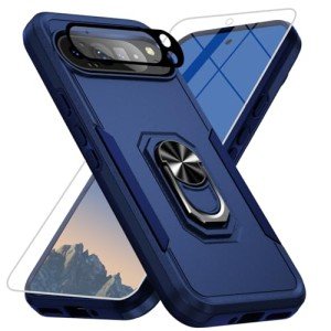 Bonkier for Google Pixel 9 Pro XL Case [15 FT Military Grade Drop Protection] with Screen Protector & Lens Protector Heavy-Duty Shockproof Kickstand Case for Pixel 9 Pro XL (Dark Blue)