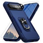 Bonkier for Google Pixel 9 Pro XL Case [15 FT Military Grade Drop Protection] with Screen Protector & Lens Protector Heavy-Duty Shockproof Kickstand Case for Pixel 9 Pro XL (Dark Blue)