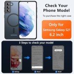 Hensinple for Samsung Galaxy S21 Case with 200% Stronger Magnetic,Military-Grade Drop Protection s21 Phone Case-Anti-Scratch & Anti-Fingerprint Matte, Skin-Friendly Galaxy s21 5g case[6.2"]-Black