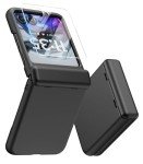 MAKAVO for Motorola Razr 2024 Case, Built-in Outer Screen Protector & Hinge Protection, Slim Fit Hard Full Body Shockproof Phone Cover for Moto Razr 2024, Black