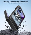MAKAVO for Motorola Razr 2024 Case, Built-in Outer Screen Protector & Hinge Protection, Slim Fit Hard Full Body Shockproof Phone Cover for Moto Razr 2024, Black