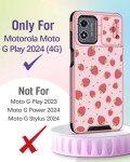 Buleens for Moto G Play 2024 Case 4G - with Ring Stand & Camera Cover Aesthetic Cute Designed Women Girls Pretty Girly Kawaii Strawberry Phone Case for Motorola G Play 2024 4G Compatible with Magsafe