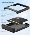 MAKAVO for Motorola Razr 2024 Case, Built-in Outer Screen Protector & Hinge Protection, Slim Fit Hard Full Body Shockproof Phone Cover for Moto Razr 2024, Black