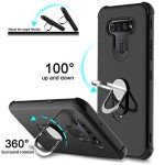 lovpec Case for LG K51 with Soft TPU Screen Protector, Ring Holder Kickstand Shockproof Protective Phone Cover Case Compatible with LG K51/for LG Q51/for LG Reflect (Black)
