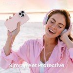 ORNARTO Compatible with iPhone 14 Pro Case 6.1, Slim Liquid Silicone 3 Layers Full Covered Soft Gel Rubber Phone Case Protective Cover with Microfiber Lining 6.1 inch-Chalk Pink