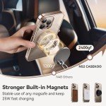 CASEKOO Desert Titanium for iPhone 16 Pro Case with 360° Spin Magnetic Stand [Compatible with Magsafe][16FT Military Protection] Polished Clear for iPhone 16 Pro Case Ring Kickstand 6.3'', Rose Gold