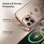 CASEKOO Desert Titanium for iPhone 16 Pro Case with 360° Spin Magnetic Stand [Compatible with Magsafe][16FT Military Protection] Polished Clear for iPhone 16 Pro Case Ring Kickstand 6.3'', Rose Gold