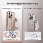 CASEKOO Desert Titanium for iPhone 16 Pro Case with 360° Spin Magnetic Stand [Compatible with Magsafe][16FT Military Protection] Polished Clear for iPhone 16 Pro Case Ring Kickstand 6.3'', Rose Gold