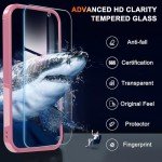 RMOCR Case for Google Pixel 9A, Full Body Heavy Duty Rugged Shockproof Protective Phone Cover with Lanyard Strap, Tempered Glass Screen Protector and Camera Lens Cover, Cute Pink