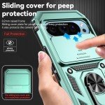for Google Pixel 9 / Pixel 9 Pro Case with Slide Camera Cover Screen Protector [Military Grade Drop Tested] Magnetic Ring Holder Kickstand Protective Phone Case for Google Pixel 9/9 Pro, Dark Green
