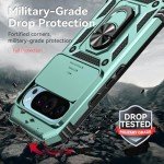 for Google Pixel 9 / Pixel 9 Pro Case with Slide Camera Cover Screen Protector [Military Grade Drop Tested] Magnetic Ring Holder Kickstand Protective Phone Case for Google Pixel 9/9 Pro, Dark Green