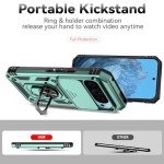 for Google Pixel 9 / Pixel 9 Pro Case with Slide Camera Cover Screen Protector [Military Grade Drop Tested] Magnetic Ring Holder Kickstand Protective Phone Case for Google Pixel 9/9 Pro, Dark Green