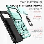 for Google Pixel 9 / Pixel 9 Pro Case with Slide Camera Cover Screen Protector [Military Grade Drop Tested] Magnetic Ring Holder Kickstand Protective Phone Case for Google Pixel 9/9 Pro, Dark Green