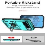 SunStory Phone Case for Google Pixel 9 / Pixel 9 Pro Case with HD Screen Protector & Slide Camera Cover & Rotated Ring Kickstand, [Military-Grade] Phone Case for Google Pixel 9 / Pixel 9 Pro (Teal)