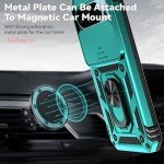 SunStory Phone Case for Google Pixel 9 / Pixel 9 Pro Case with HD Screen Protector & Slide Camera Cover & Rotated Ring Kickstand, [Military-Grade] Phone Case for Google Pixel 9 / Pixel 9 Pro (Teal)