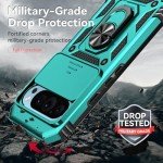 SunStory Phone Case for Google Pixel 9 / Pixel 9 Pro Case with HD Screen Protector & Slide Camera Cover & Rotated Ring Kickstand, [Military-Grade] Phone Case for Google Pixel 9 / Pixel 9 Pro (Teal)