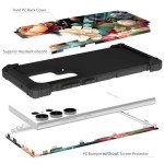 PIXIU Unique Flower Pattern Compatible with Samsung Galaxy S23 Ultra case,Heavy Duty Dual Layer Shockproof Full-Body Protective Sturdy Hybrid Cute Rugged Case for Women,Girls,Kids-Black Floral