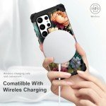 PIXIU Unique Flower Pattern Compatible with Samsung Galaxy S23 Ultra case,Heavy Duty Dual Layer Shockproof Full-Body Protective Sturdy Hybrid Cute Rugged Case for Women,Girls,Kids-Black Floral