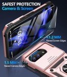 Taisairu for Google Pixel 9A Case with Screen Protector & Slide Camera Lens Cover, Built-in 360°Rotate Magnetic Ring Stand Shockproof Protective Phone Case for Google Pixel 9A Case (Rose Gold)