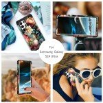PIXIU Unique Flower Pattern Compatible with Samsung Galaxy S23 Ultra case,Heavy Duty Dual Layer Shockproof Full-Body Protective Sturdy Hybrid Cute Rugged Case for Women,Girls,Kids-Black Floral