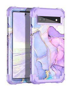 Hekodonk for Google Pixel 6A Case (2022),Heavy Duty Full Body Shockproof Protection Hard Plastic+Silicone Rubber Hybrid 3 in 1 Protective Phone Case for Google Pixel 6A,Amethyst Purple
