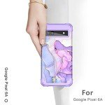Hekodonk for Google Pixel 6A Case (2022),Heavy Duty Full Body Shockproof Protection Hard Plastic+Silicone Rubber Hybrid 3 in 1 Protective Phone Case for Google Pixel 6A,Amethyst Purple