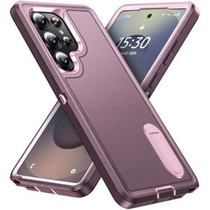 BaHaHoues for Samsung Galaxy S25 Ultra Case for Samsung S25 Ultra Phone Case with Built in Kickstand, Shockproof/DropProof Military Grade Protective Cover for Galaxy S25 Ultra (Night Purple/Baby Pink)