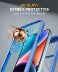 Miracase Glass Series Designed for iPhone 14 Case 6.1 inch, 2023 Upgrade Full-Body Clear Bumper Phone Case with Built-in 9H Tempered Glass Screen Protector and Camera Lens Protector,Blue