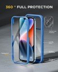 Miracase Glass Series Designed for iPhone 14 Case 6.1 inch, 2023 Upgrade Full-Body Clear Bumper Phone Case with Built-in 9H Tempered Glass Screen Protector and Camera Lens Protector,Blue