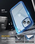 Miracase Glass Series Designed for iPhone 14 Case 6.1 inch, 2023 Upgrade Full-Body Clear Bumper Phone Case with Built-in 9H Tempered Glass Screen Protector and Camera Lens Protector,Blue