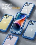Miracase Glass Series Designed for iPhone 14 Case 6.1 inch, 2023 Upgrade Full-Body Clear Bumper Phone Case with Built-in 9H Tempered Glass Screen Protector and Camera Lens Protector,Blue